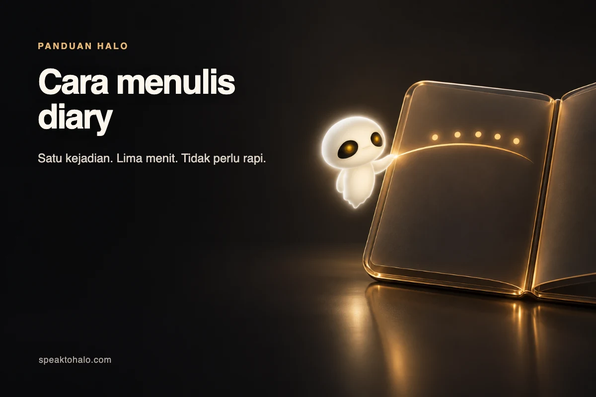Halo menarik satu garis cahaya dari diary kaca dengan lima penanda hangat