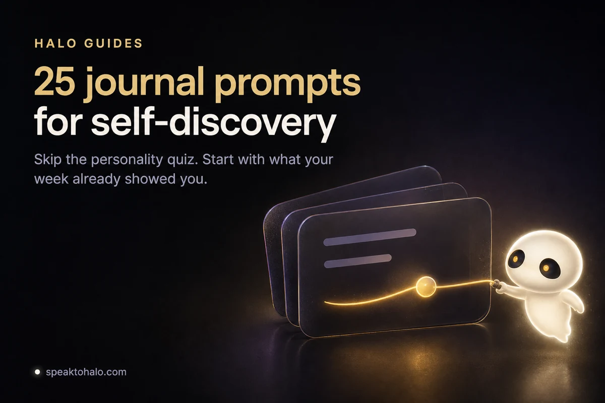Halo pulls a glowing marker through layered glass cards, revealing one clear path for self-discovery