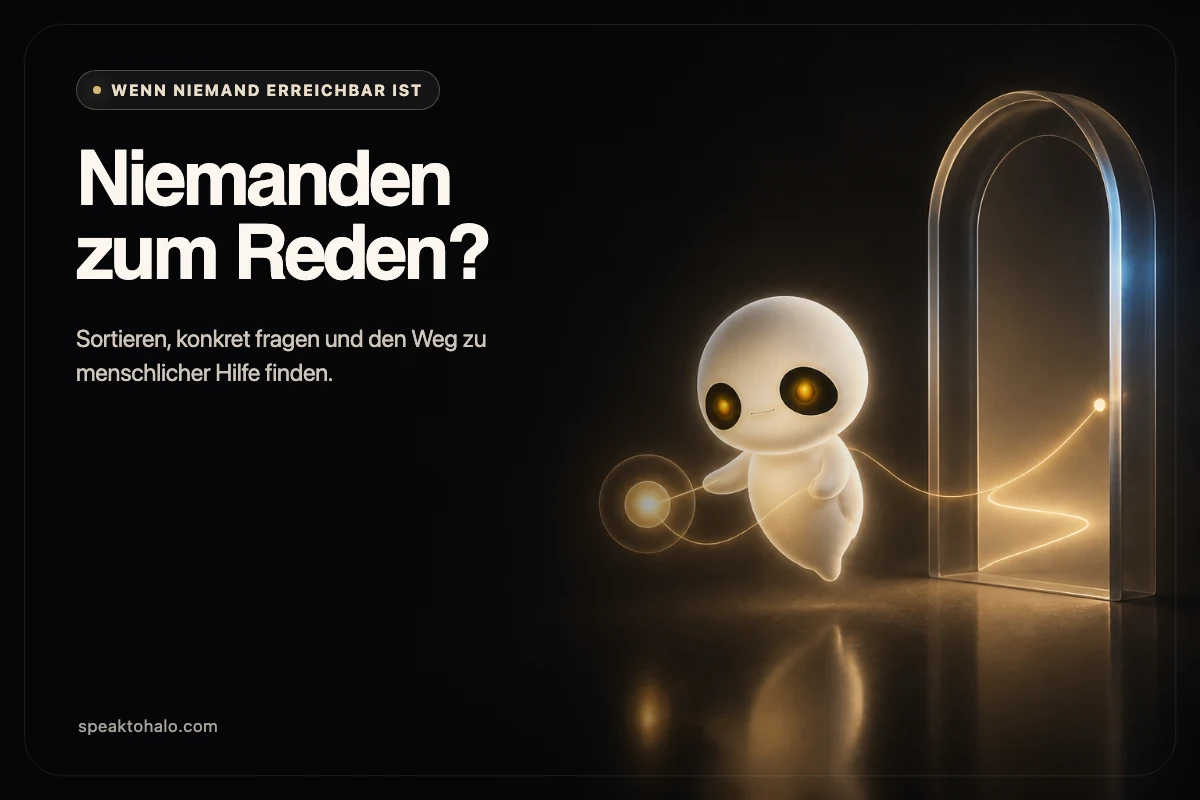 Halo entwirrt einen leuchtenden Gesprächsfaden vor einem offenen Portal